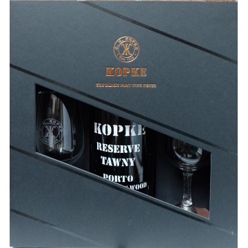 Kopke Reserve Tawny Port in Luxe Geschenkdoos met 2 Glazen